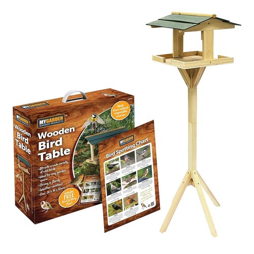 Wooden bird table garden - bird, birds