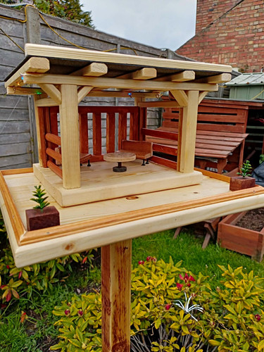 Wooden freestanding bird table - wooden,