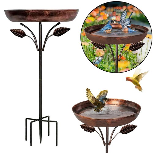Vintage style metal bird bath - bird,