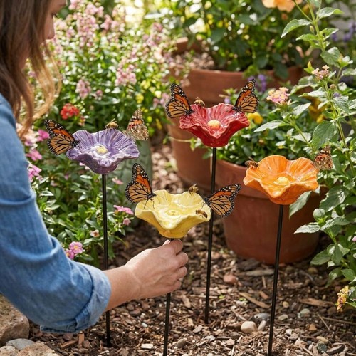Bee water feeder resin flower - bee,